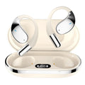 Black sports Bluetooth earphones with digital display screen and ear-mounted design