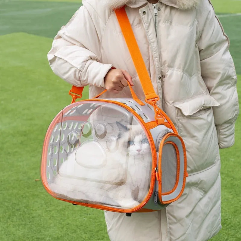 Transparent space capsule backpack for cats with EVA hard shell in large size 42cm