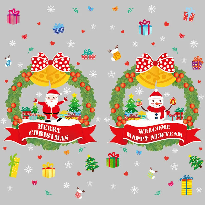 Colourful cartoon Christmas static wall sticker with 60x45cm dimensions for window decoration