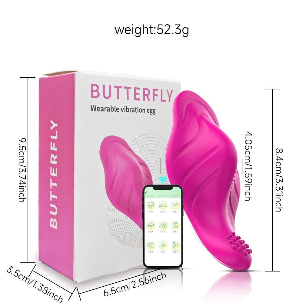Rose red silicone wearable female massager with smartphone APP control and USB charging