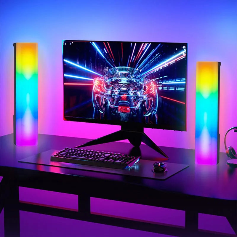 3D RGB voice-activated rhythm ambiance lamp in black or white shell