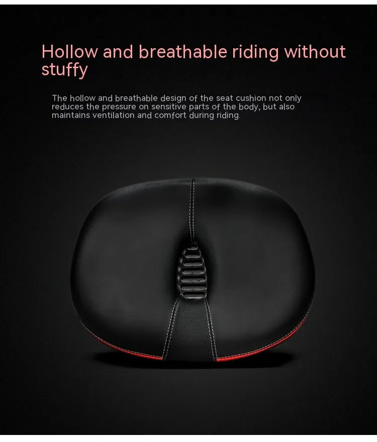 Plus-size thickened bicycle saddle with shock absorber in red, grey or light brown colours