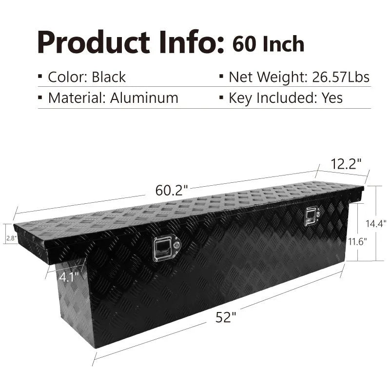 26-inch black aluminium alloy toolbox with heavy-duty T-casting construction and reinforced corners