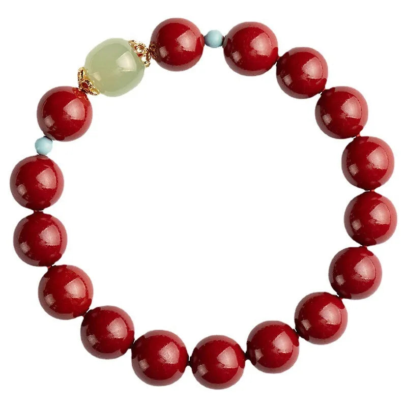 Cinnabar beads bracelet with purple gold sand finish in 6mm 8mm and 10mm sizes
