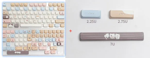 Sea salt cat design PBT keycap set for mechanical keyboards with March layout 7u supplement compatibility
