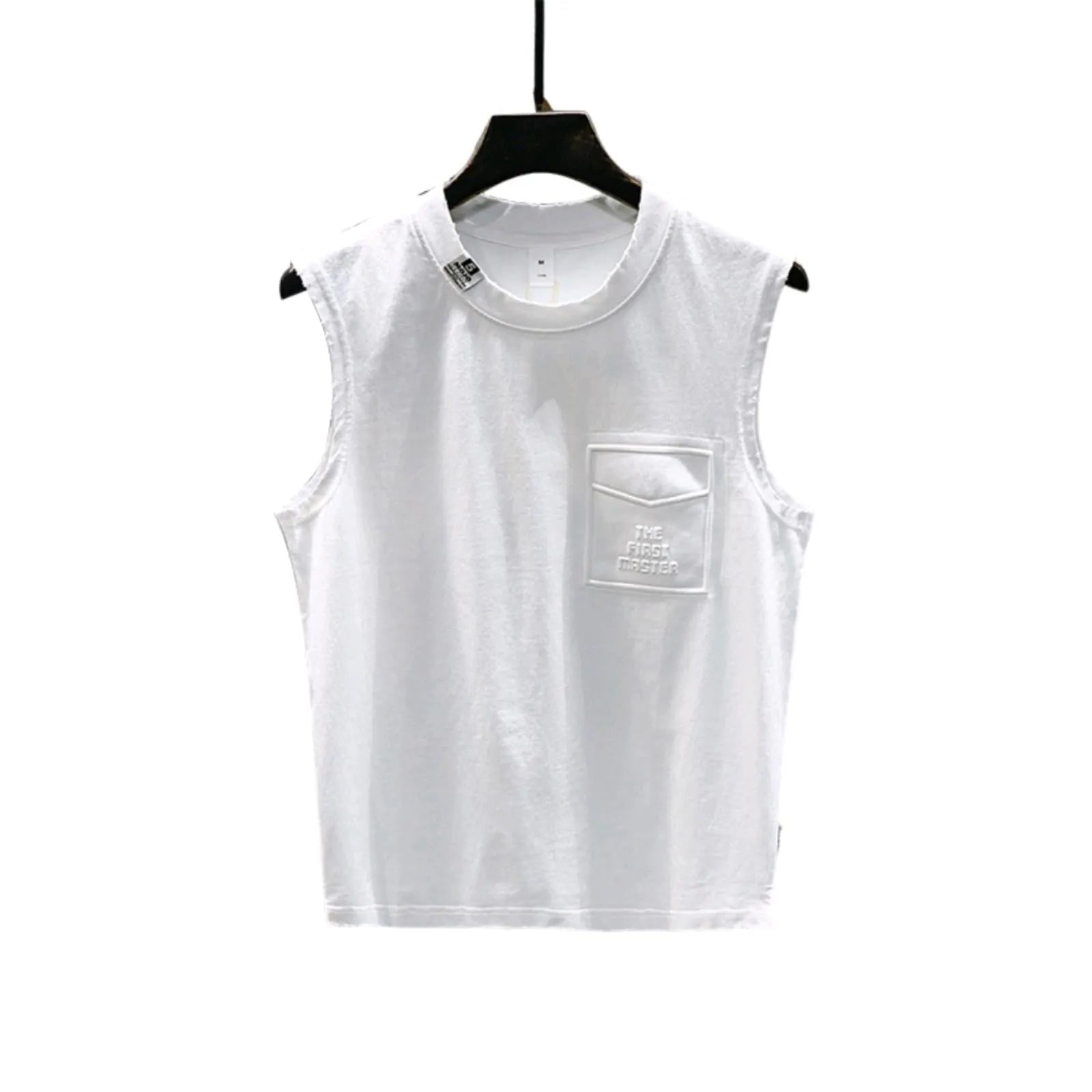 Cotton sleeveless t-shirt in loose fit with straight hem design in black or white colours