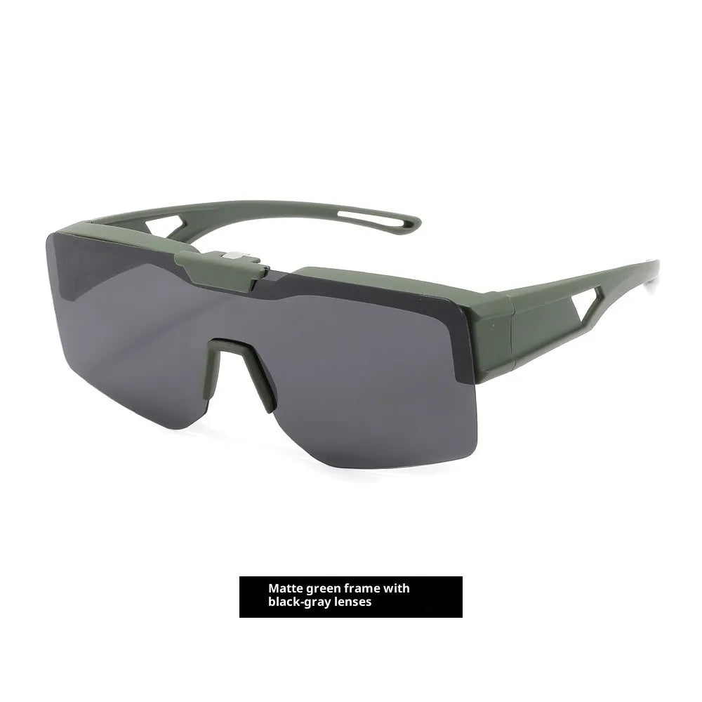UV protection clamshell sunglasses with TAC lens and TR90 frame in sand green frame with gray lens