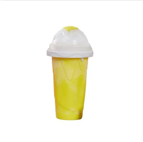 Blue quick refrigeration pinch cup with pinch activation for instant drink cooling