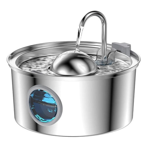 All stainless steel pet water dispenser round runway type large capacity for cats and dogs