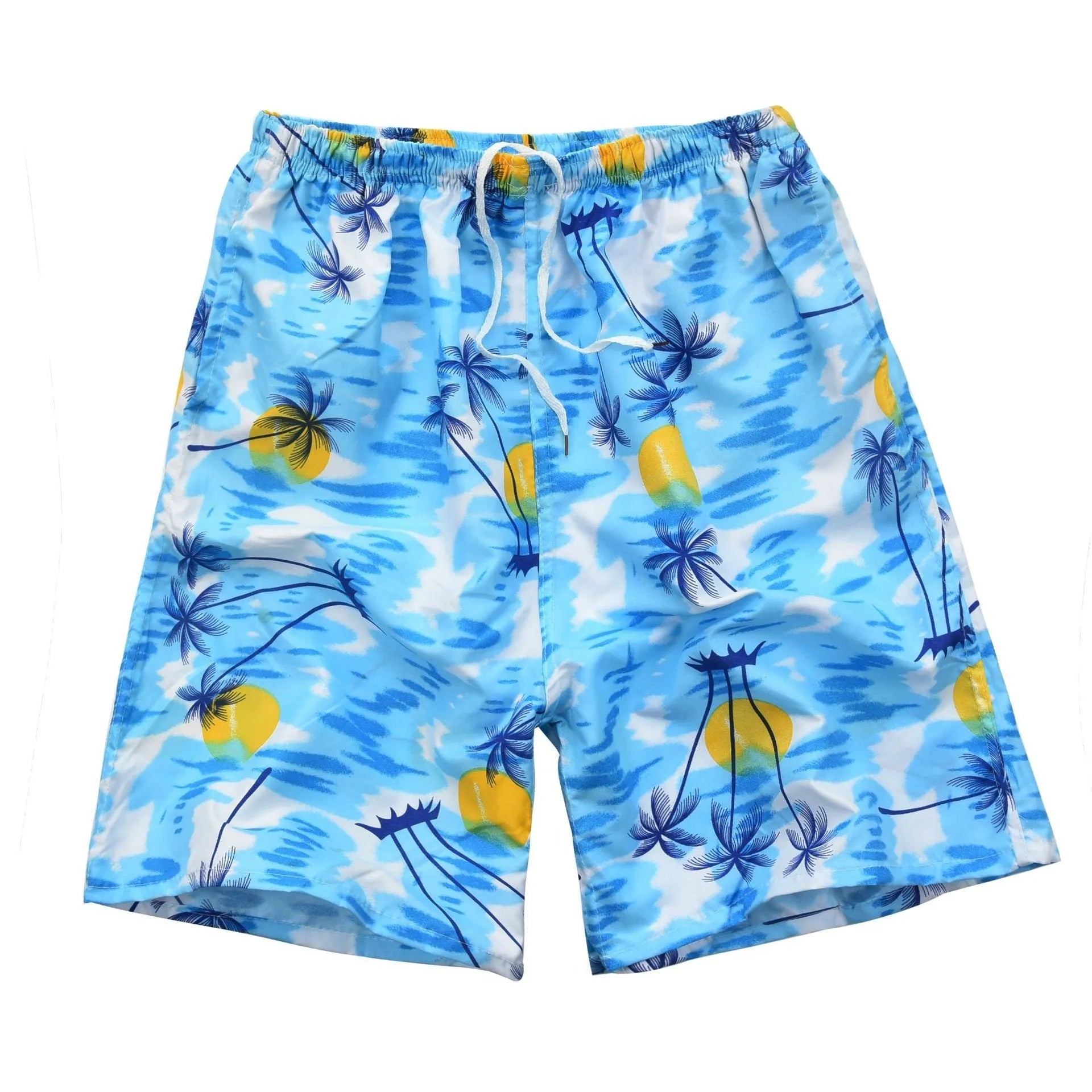 Men's floral print swimming trunks in polyester with five-point design