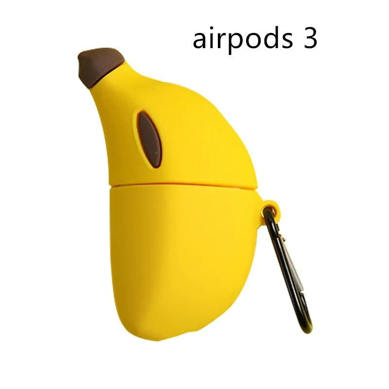 Bright yellow silicone protective case for Apple-compatible wireless Bluetooth headphones