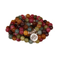Tourmaline coloured alloy bracelet with 108 beads in lotus hanging multi-layer design