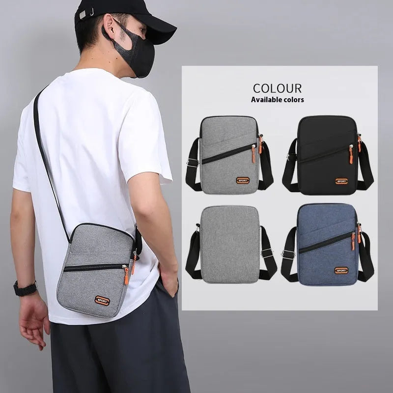 Oxford cloth commuter bag in black, navy blue, or silver grey with contrasting details