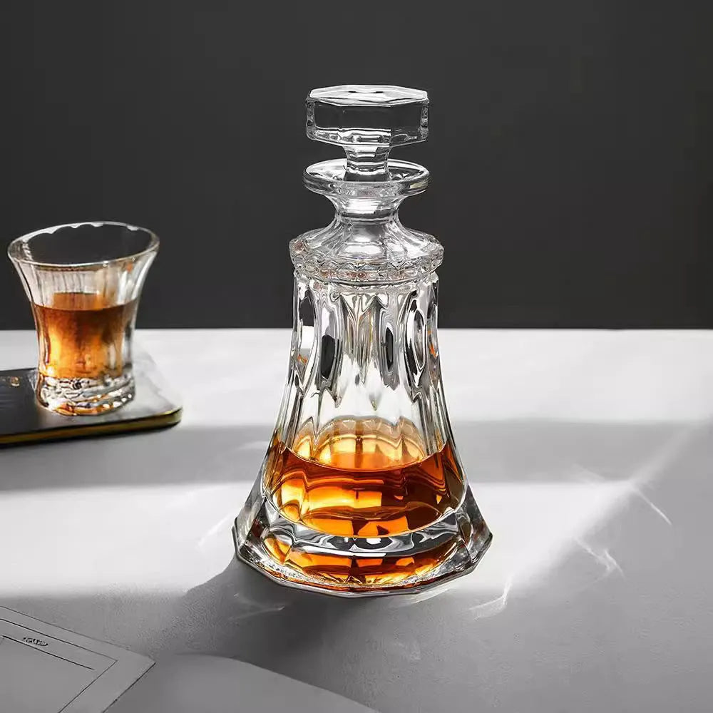 490ml imported crystal glass Wellington wine decanter set with six matching glasses in retro mild luxury style