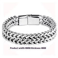 Geometric stainless steel men's bracelet showing front and back design in silver colour
