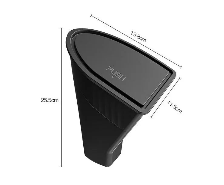 Black ABS car door storage box for Tesla Model Y with two compartments