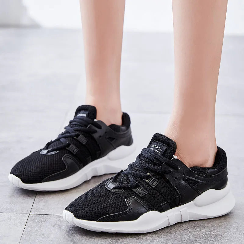 Low-top breathable mesh sneaker with hollow design in various colours on a white background.