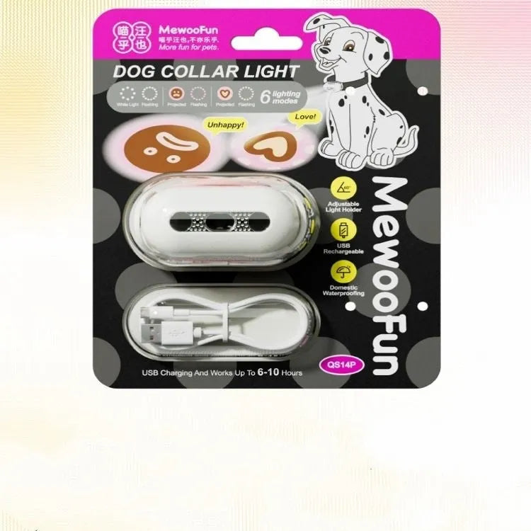 Adjustable pet luminous dog collar with hanging lamp ring in four colour and pattern options
