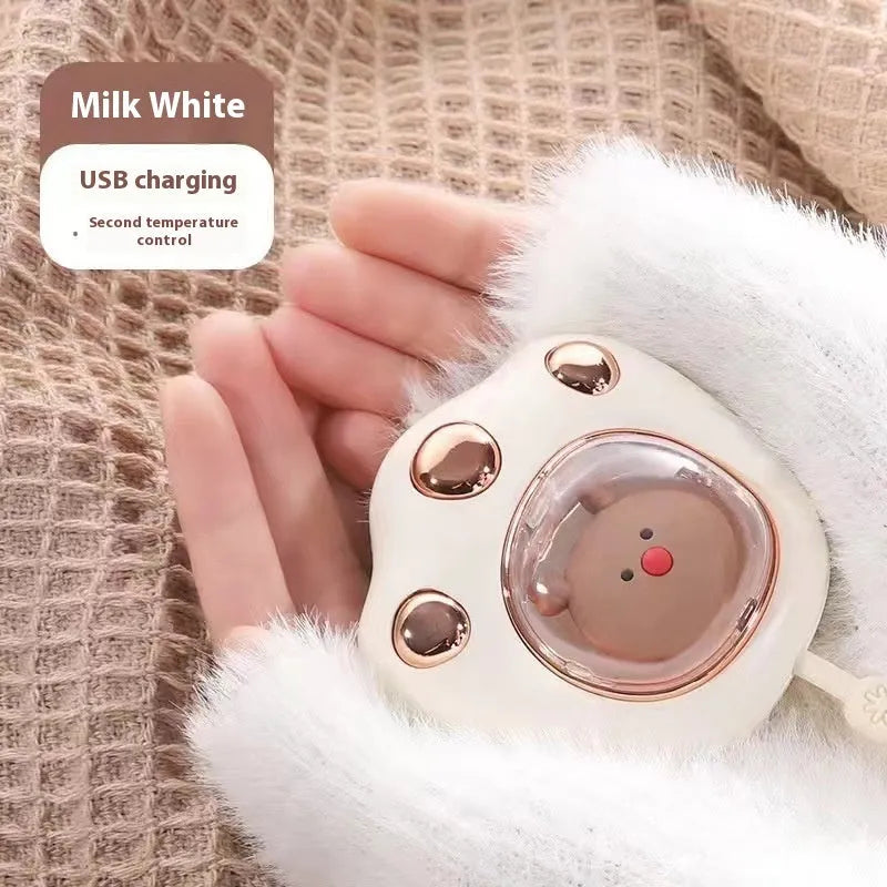 USB hand warmer with digital display showing temperature, aluminium heat dissipation, available in six colours