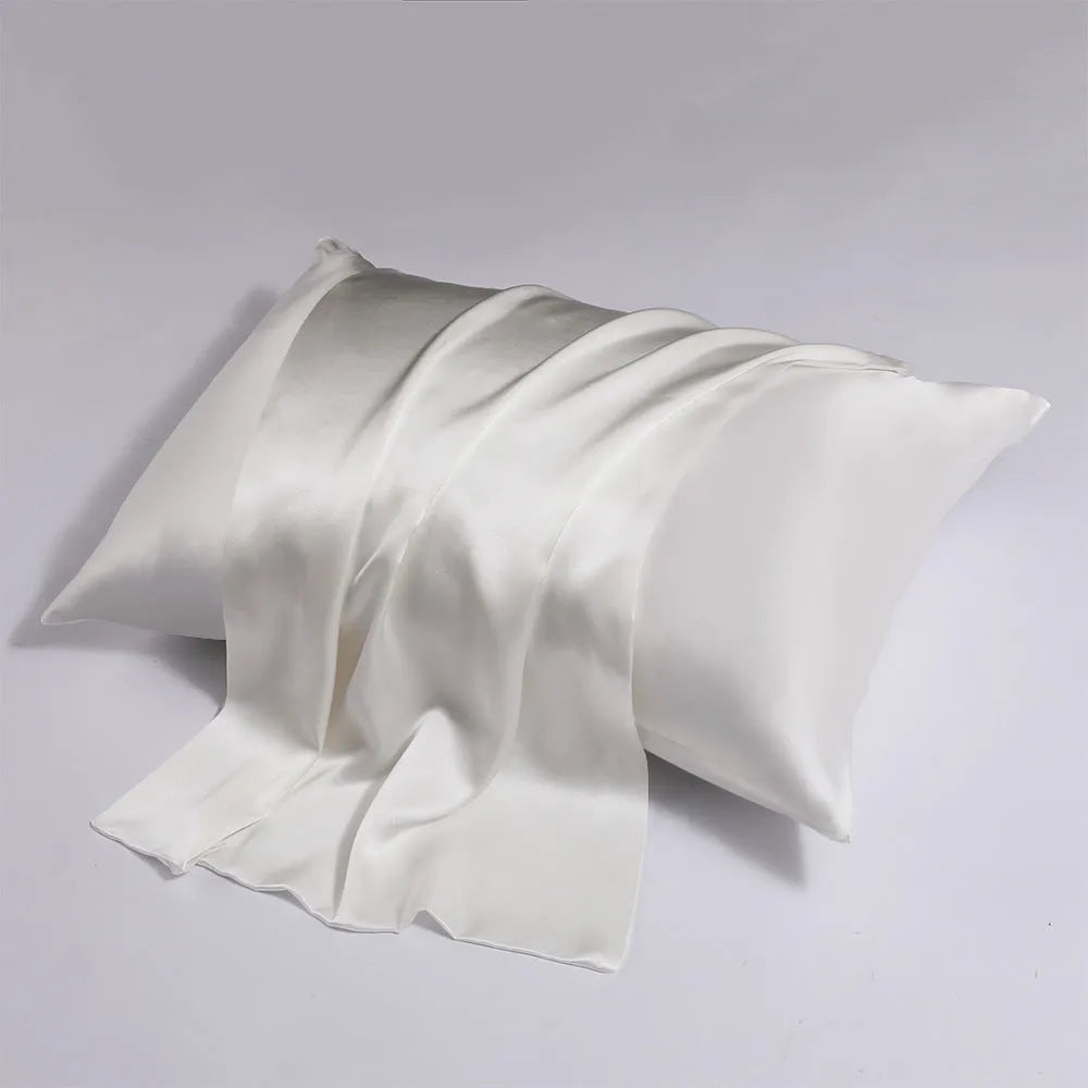 Silk zipper pillowcase in solid colour showing concealed closure and smooth double-sided fabric