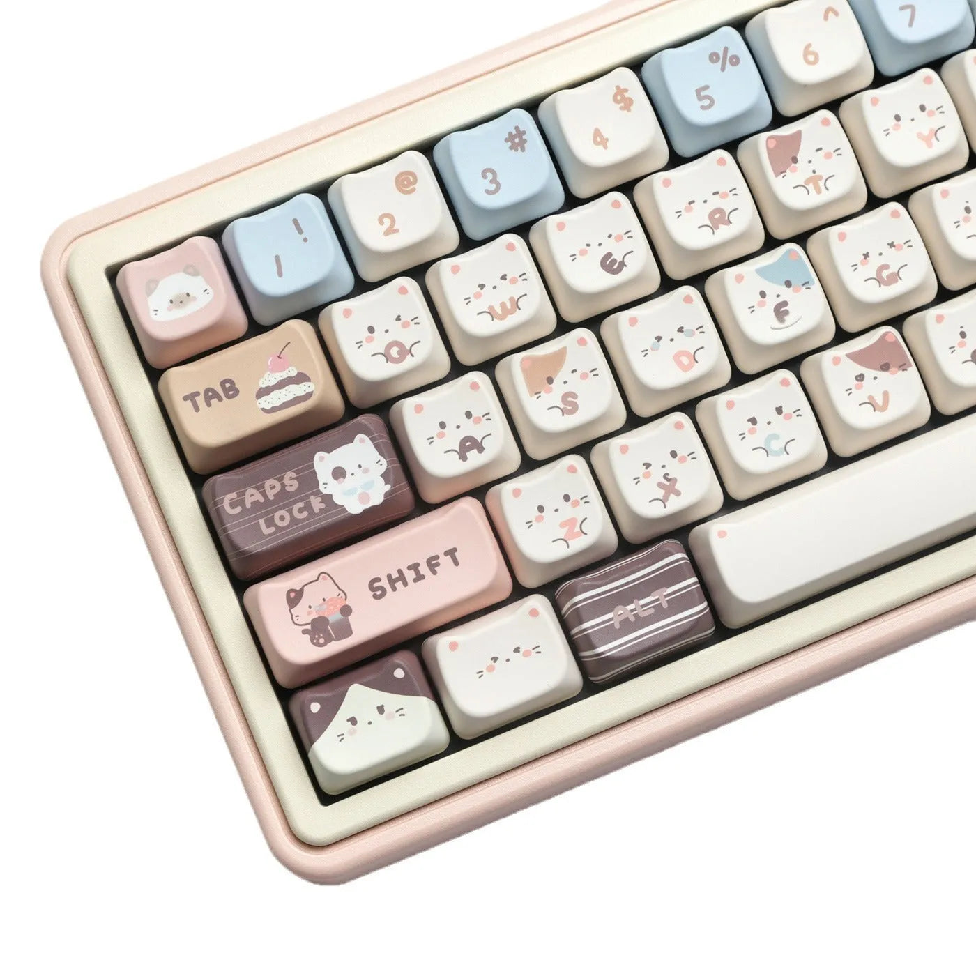 Sea salt cat design PBT keycap set for mechanical keyboards with March layout 7u supplement compatibility