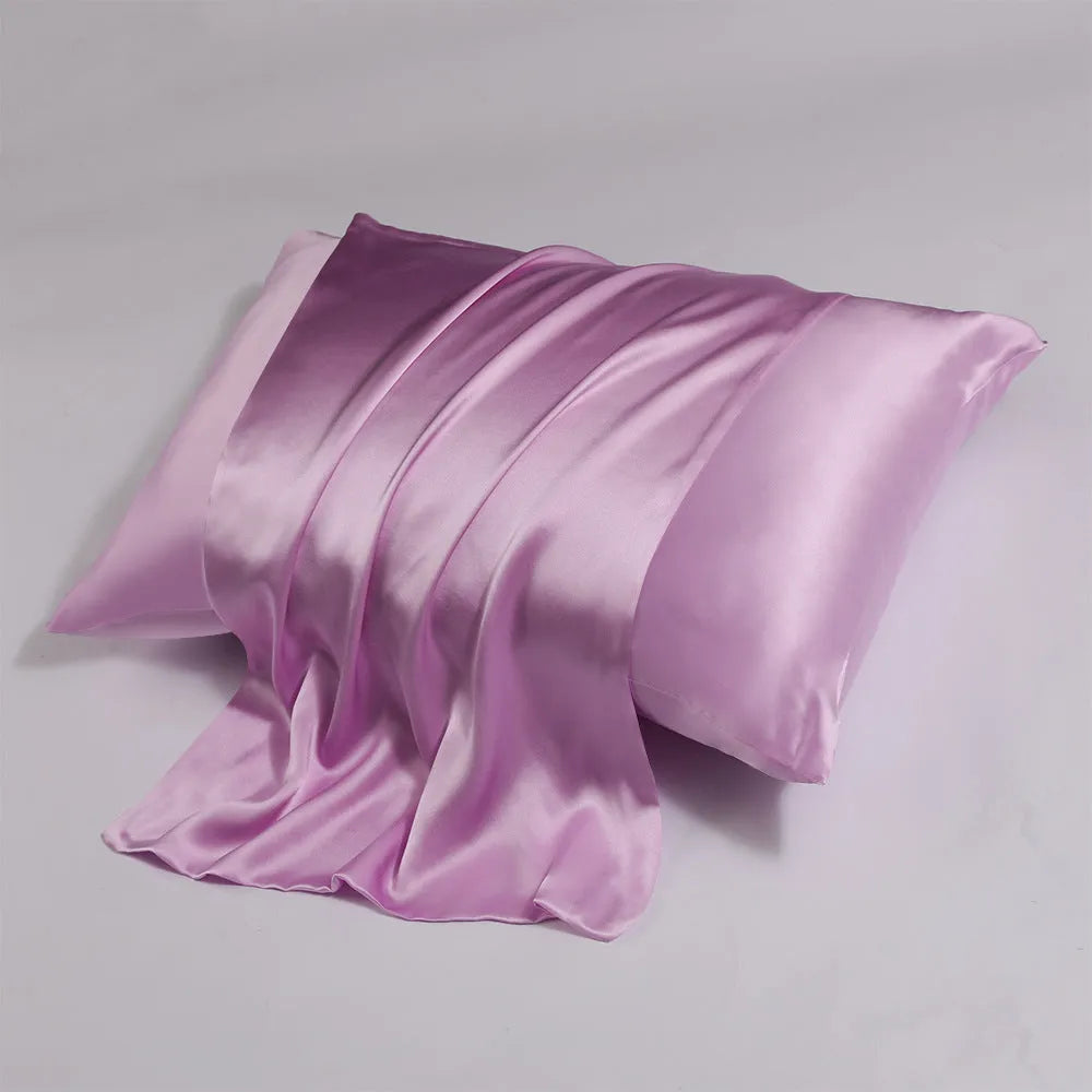 Silk zipper pillowcase in solid colour showing concealed closure and smooth double-sided fabric