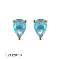 Gold-plated drop-shaped earrings with pear elements and candy-coloured zircon stones