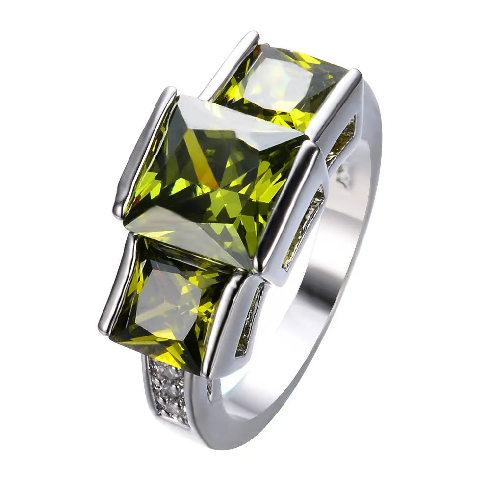Copper women's ring with electroplated colour finish in geometric design showing multiple colour options