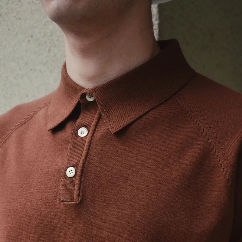 Retro slim fit short-sleeved cotton T-shirt shown in a solid colour on a model.