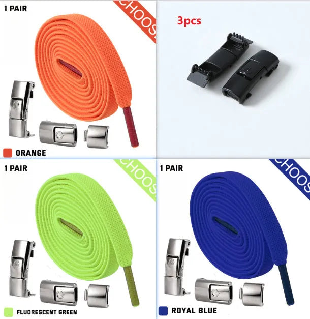 Press lock elastic shoelace with 8mm flat width and cotton weave on a trainer.