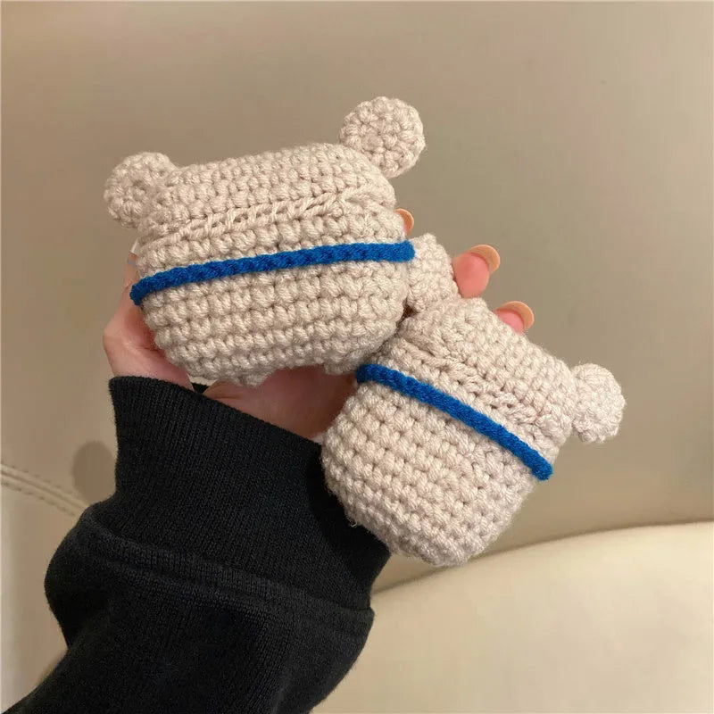 Handmade knitted koala bear backpack cover for AirPods protective case