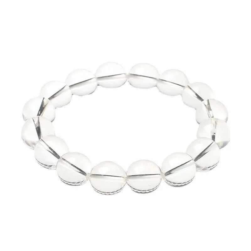 Natural Donghai old mine white crystal round bead bracelet in single circle style with 6mm to 14mm options