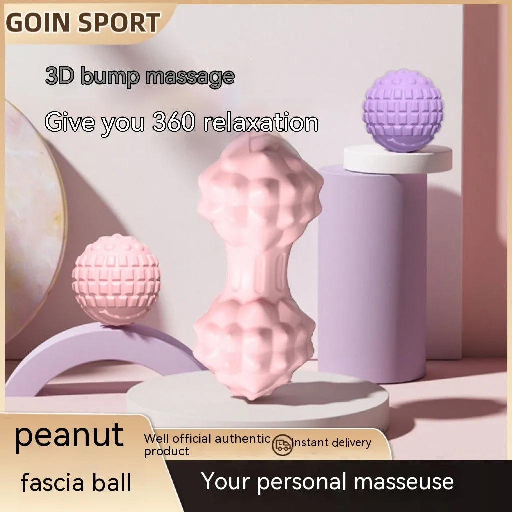 6cm TPR foot massage ball in pink, blue, green, and purple colours for yoga and fitness recovery