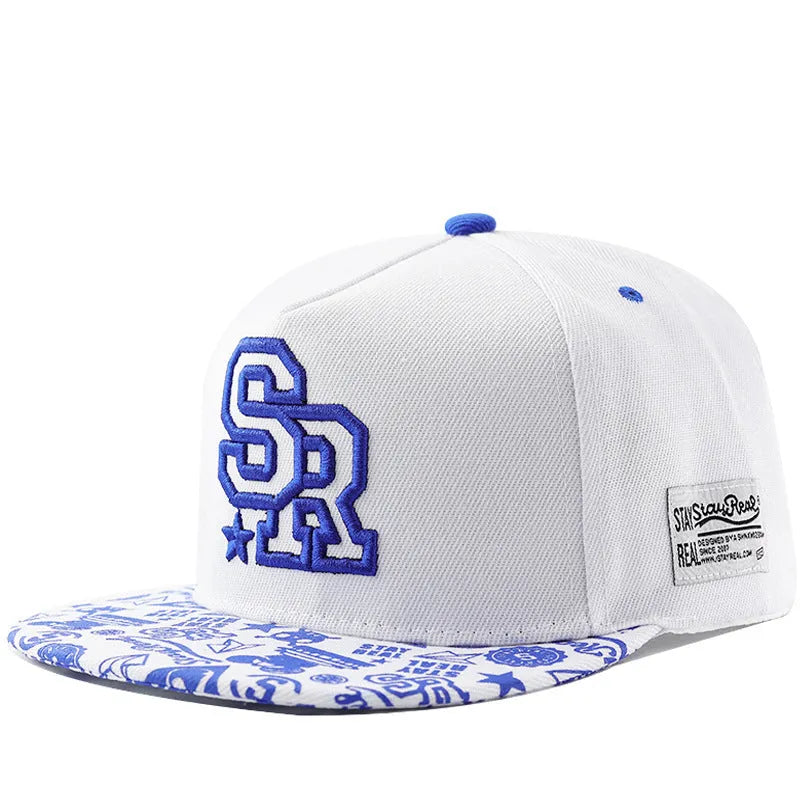 Cotton baseball hat with blank front panel for embroidery, adjustable strap, in SR White colour