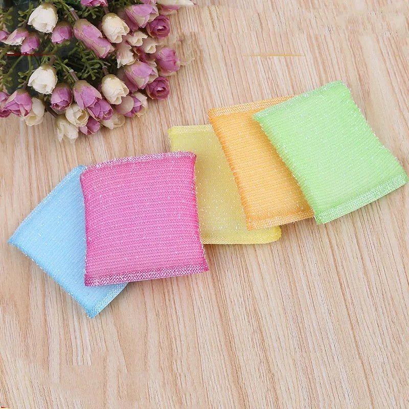 Pinstripe fabric dishwashing sponge mop in macaron colours showing 12cm length