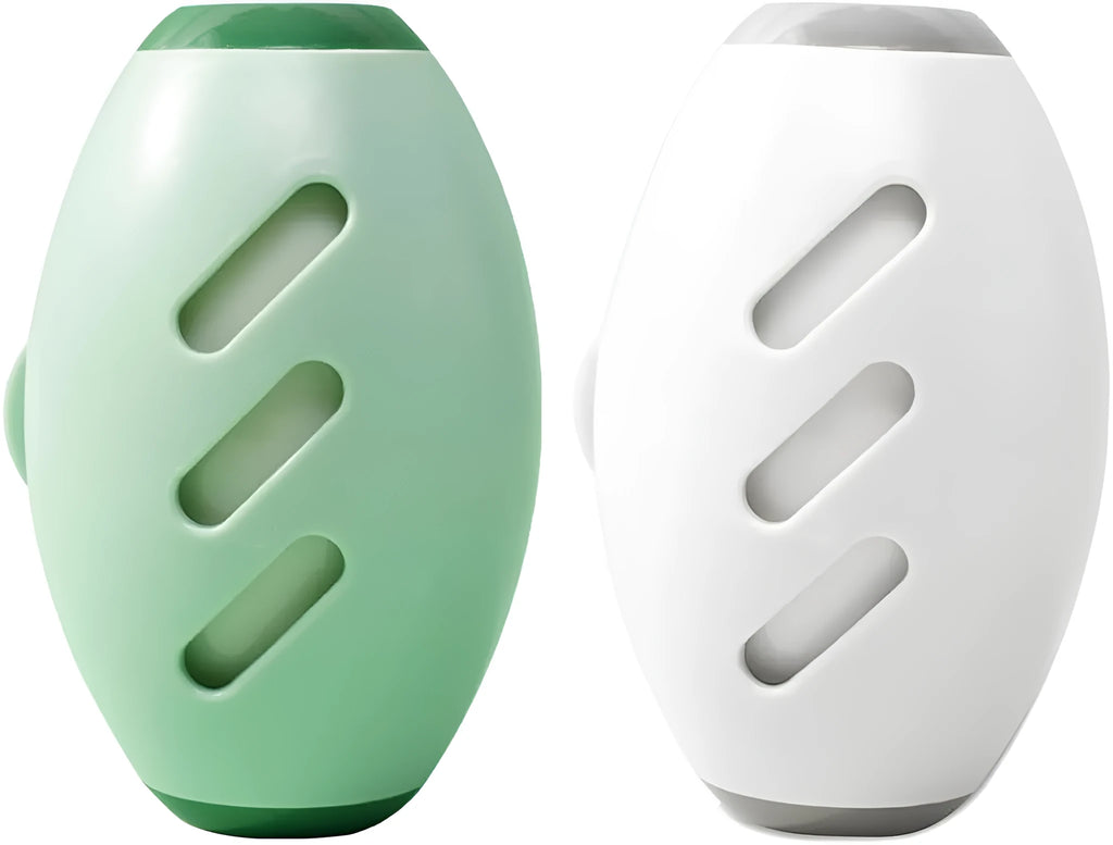 Green and white reusable gel lint roller balls for pet hair removal on fabrics