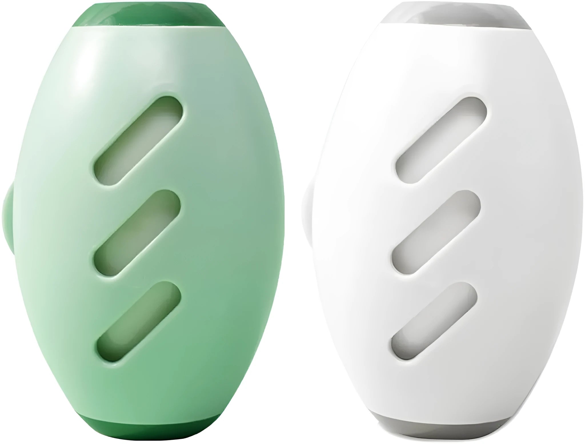 Green and white reusable gel lint roller balls for pet hair removal on fabrics