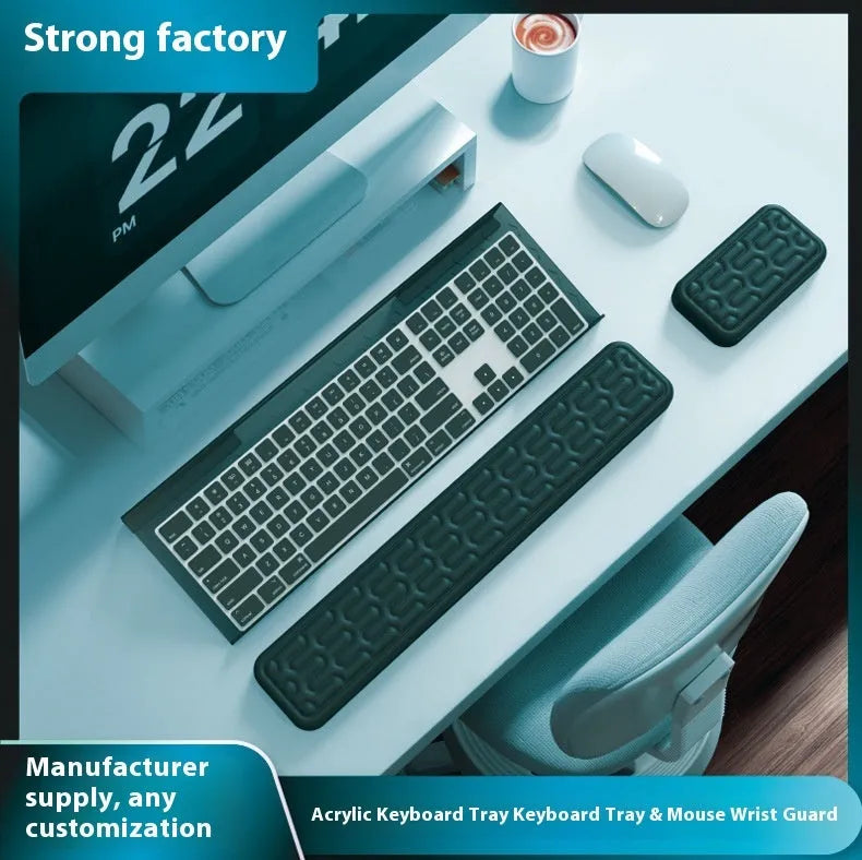 Double-sided keyboard and mouse pad with memory foam wrist rest in five colour options