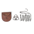 Silver stainless steel triangle hanging pot support with 118cm chain for camping outdoor cooking
