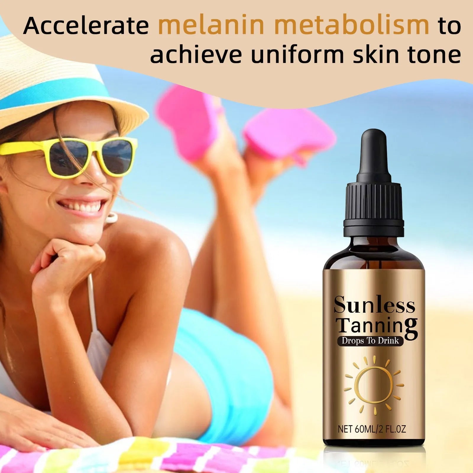 60ml bottle of unisex oral drops for external skin application with universal compatibility
