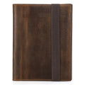 Brown Crazy Horse leather A5 notebook protective sleeve with square design and socket-type closure