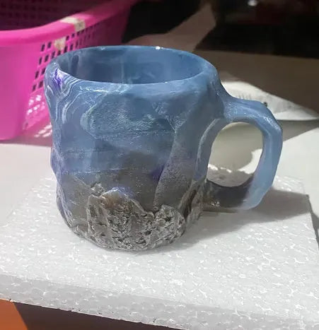 400ml resin mineral crystal coffee mug with handle in multiple colour options