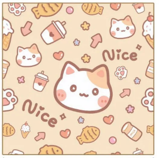 Nylon cosmetic bag with cartoon cat print in blue puppy design, shown in large 55cm size.