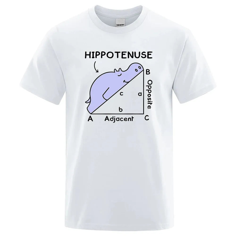 Hippotenuse Opposite Adjacent funny mathematics printed cotton t-shirt in loose fit with regular sleeves
