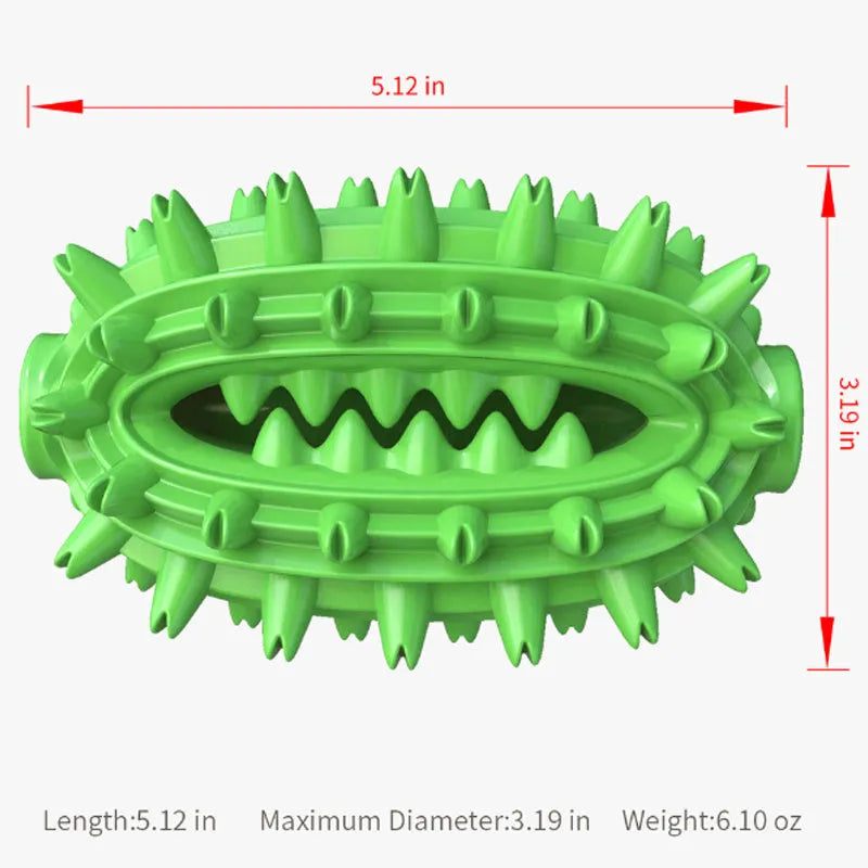 Green cactus-shaped dog dental chew toy with textured bumps for teeth cleaning