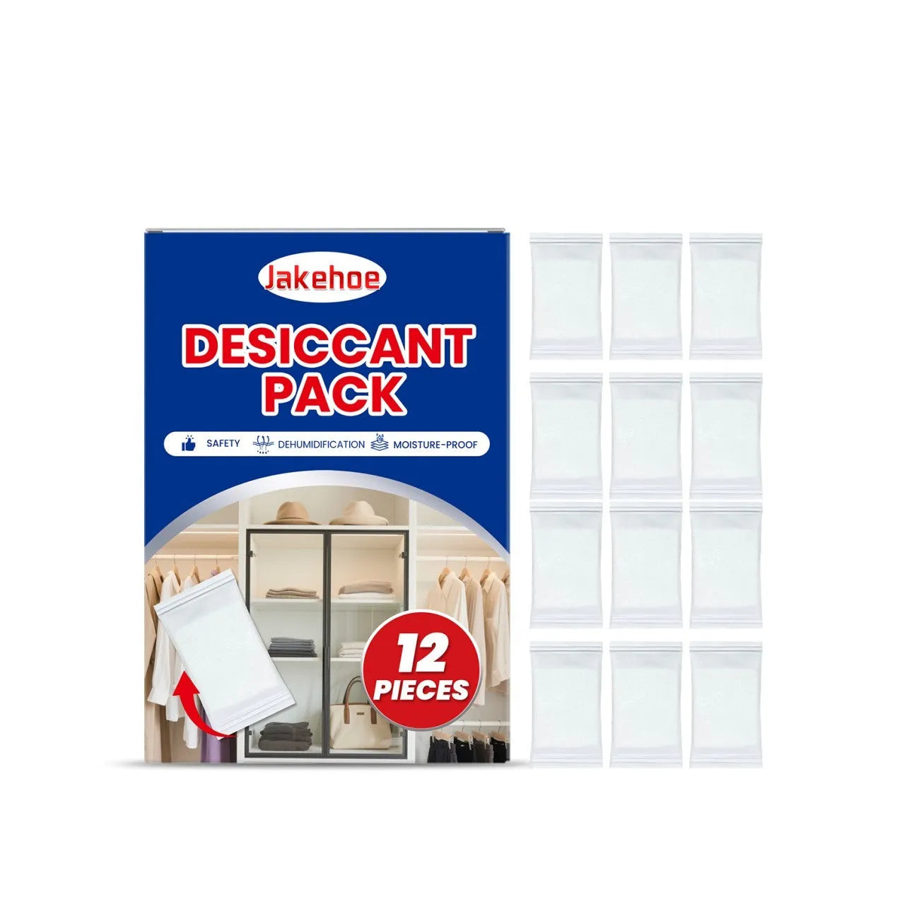 12-pack of anti odor space desiccant bags for household moisture absorption