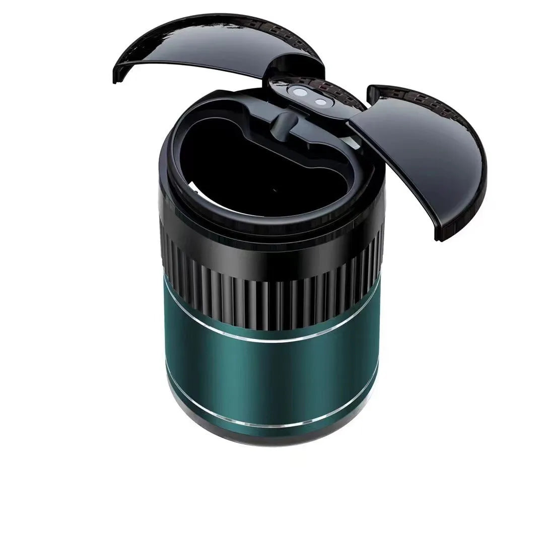 Metal car ashtray with automatic sensing technology and lid for vehicle use