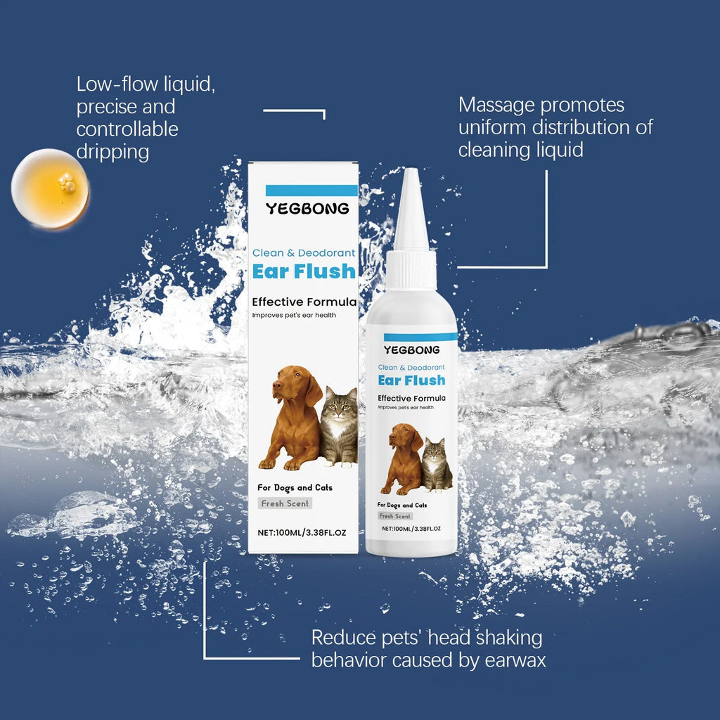 100ml bottle of cat and dog ear cleaner solution for gentle wax removal