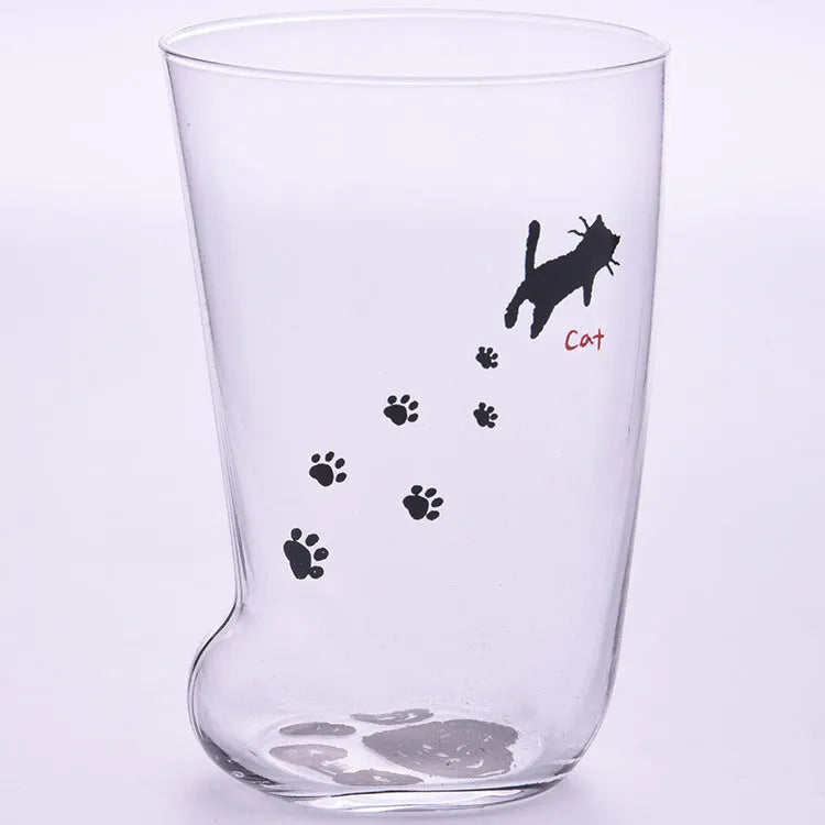 Creative cat paw glass mug 300ml frosted heat-resistant coffee cup with cat claw shape