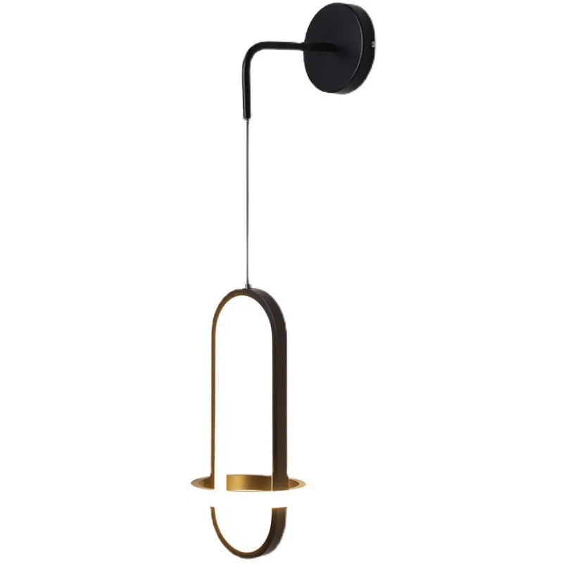 Nordic wall lamp with iron shade in black finish, bedside mounting, 220V